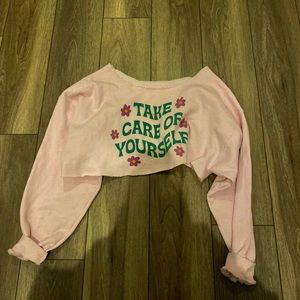 “take care of yourself” cropped sweatshirt